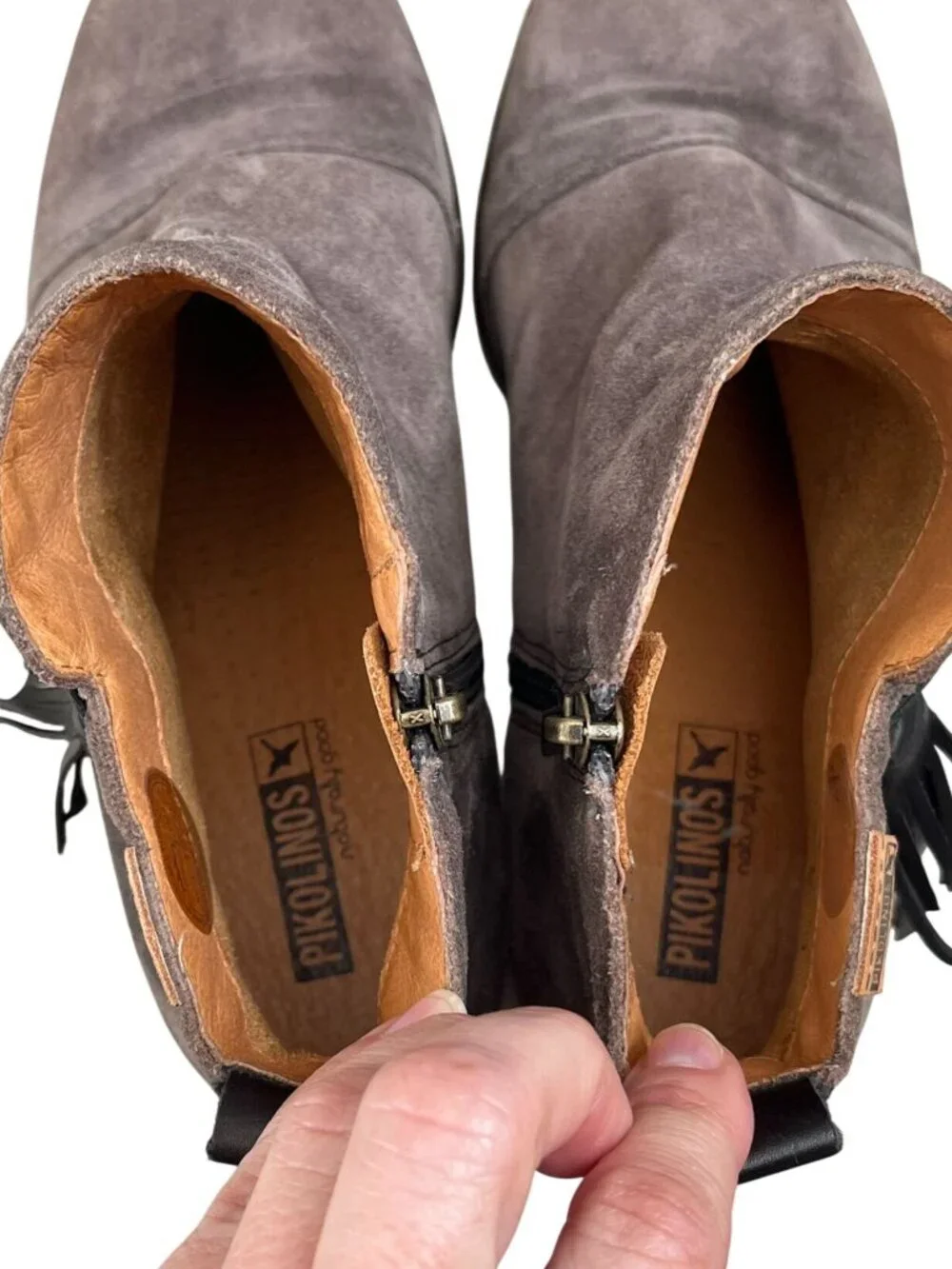 Pikolinos Baqueira Taupe Suede Comfort Tassle Ankle Booties EU 40 US 9-9.5